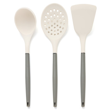 Набор из 11пр: 5 ножей, половник, лопатка, шумовка, подставка, ножеточка, ножницы, цвет:белый/серый AGNESS 671-225-1