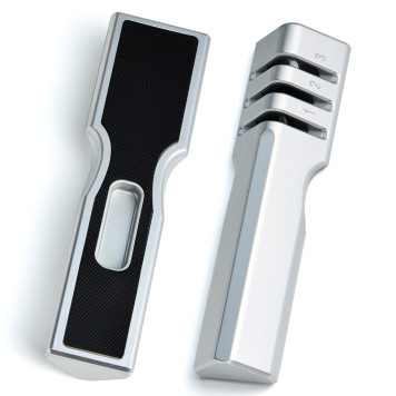 Набор из 11пр: 5 ножей, половник, лопатка, шумовка, подставка, ножеточка, ножницы, цвет:белый/серый AGNESS 671-225-2