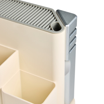 Набор из 11пр: 5 ножей, половник, лопатка, шумовка, подставка, ножеточка, ножницы, цвет:белый/серый AGNESS 671-225-6