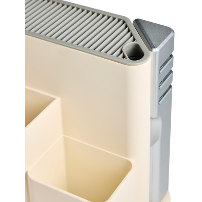 Набор из 11пр: 5 ножей, половник, лопатка, шумовка, подставка, ножеточка, ножницы, цвет:белый/серый AGNESS 671-225-6