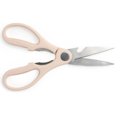 Набор из 11пр: 5 ножей, половник, лопатка, шумовка, подставка, ножеточка и ножницы, цвет: бежевый AGNESS 671-226-2