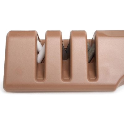 Набор из 11пр: 5 ножей, половник, лопатка, шумовка, подставка, ножеточка и ножницы, цвет: бежевый AGNESS 671-226-4