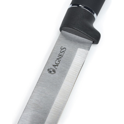 Набор из 11пр:5 ножей, половник, лопатка, шумовка, подставка, ножеточка, ножницы, черный мрамор/серы AGNESS 671-227-1