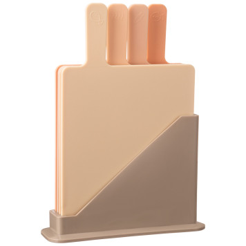 Набор разделочных досок из 4 шт+подставка 24*7.8*17cm цвет: бежевый AGNESS 671-507-1