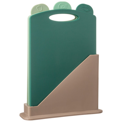 Набор разделочных досок из 3 шт+подставка 24*7.8*17cm цвет: зеленый AGNESS 671-508-1