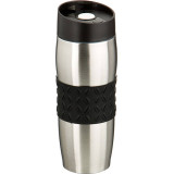 Термокружка 400 мл. с силиконовой вставкой и кнопкой-стоппером (кор=24шт.) AGNESS 709-053