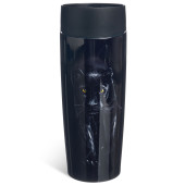 Термокружка " ЧЕРНАЯ ПАНТЕРА" с кнопкой-стоппером , 360мл колба нерж.сталь 18/10 AGNESS 709-085