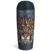 Термокружка " ЛЕВ" с кнопкой-стоппером, 360мл колба нерж.сталь 18/10 AGNESS 709-086