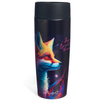 Термокружка "ЛИСА" 360мл, колба нерж.сталь 18/10 AGNESS 709-110