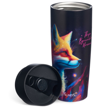 Термокружка "ЛИСА" 360мл, колба нерж.сталь 18/10 AGNESS 709-110-3