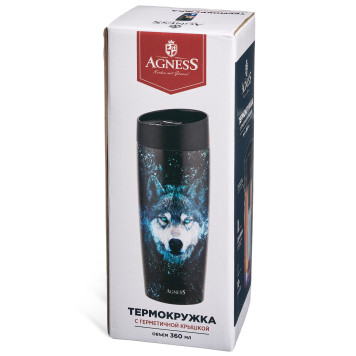 Термокружка "ЛИСА" 360мл, колба нерж.сталь 18/10 AGNESS 709-110-4
