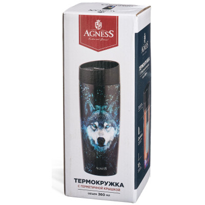Термокружка "CAPYBARA" 360мл, колба нерж.сталь 18/10 AGNESS 709-112-3