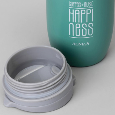 Термокружка "HAPPINESS" 450мл, колба нерж.сталь 18/10 AGNESS 709-113-3