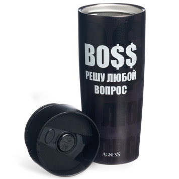 Термокружка "BOSS" 360мл, колба нерж.сталь 18/10 AGNESS 709-119-3