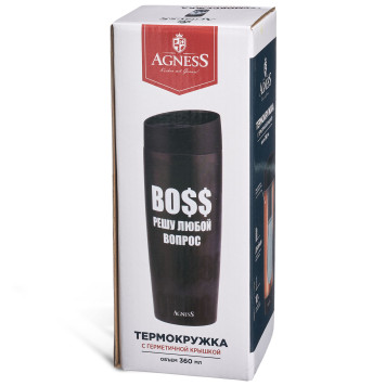 Термокружка "BOSS" 360мл, колба нерж.сталь 18/10 AGNESS 709-119-4