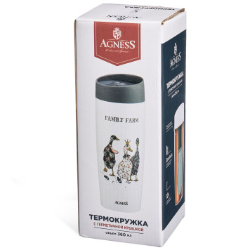 Термокружка "FAMILY FARM" 360мл, колба нерж.сталь 18/10 AGNESS 709-121-3