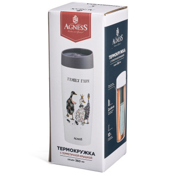 Термокружка " ОСОБЕННАЯ" 360мл, колба нерж.сталь 18/10 AGNESS 709-122-3