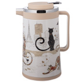 Термос со стеклянной колбой, 950 мл, крышка с клапаном, серия "ПАРИЖСКИЕ КОТЫ" AGNESS 734-207