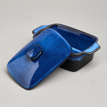 Форма для запекания с крышкой / масленка reactive blue 16,5*10*5/9 см 250 мл AGNESS 780-133-2