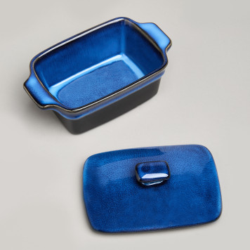 Форма для запекания с крышкой / масленка reactive blue 16,5*10*5/9 см 250 мл AGNESS 780-133-3