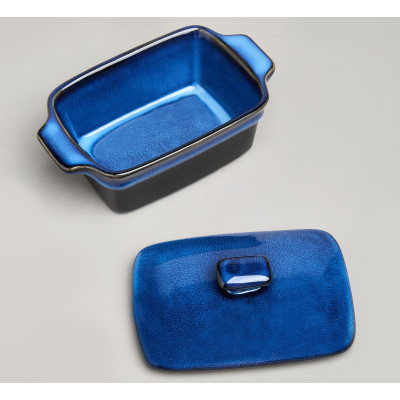 Форма для запекания с крышкой / масленка reactive blue 16,5*10*5/9 см 250 мл AGNESS 780-133-3