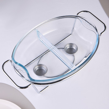 Мармит овальный 2 отсека silver 2,6l AGNESS 781-512-2