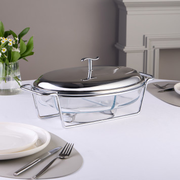 Мармит овальный 2 отсека silver 2,6l AGNESS 781-512