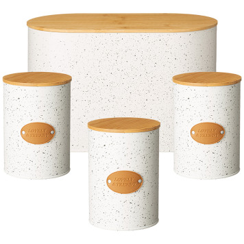 Набор 2 в 1 хлебница 10 л 34*18*20 см, банка для сыпучих 1,1 л 11*14 см 3 шт AGNESS 790-350