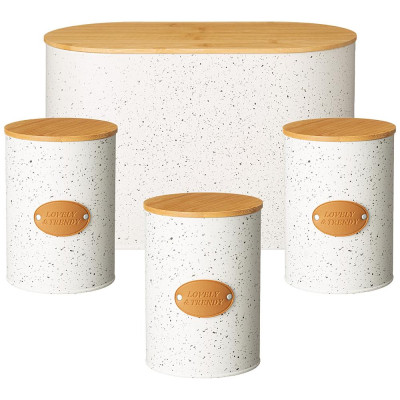 Набор 2 в 1 хлебница 10 л 34*18*20 см, банка для сыпучих 1,1 л 11*14 см 3 шт AGNESS 790-350