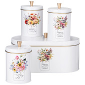 Набор "FLORAL MOOD" 2в1 хлебница 34*20*18 см, банка для сыпучих 12*17,5 см 3 шт AGNESS 790-377