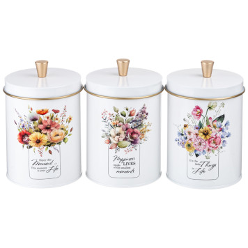 Набор "FLORAL MOOD" 2в1 хлебница 34*20*18 см, банка для сыпучих 12*17,5 см 3 шт AGNESS 790-377-2