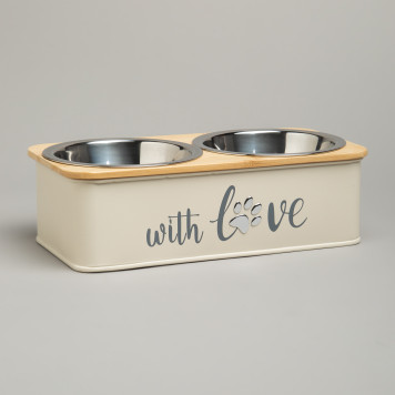 Миска для животных двойная на подставке, 25,5х13х7 см AGNESS 790-397-1