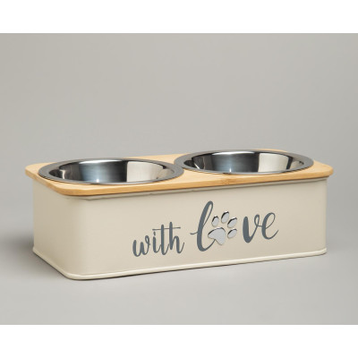 Миска для животных двойная на подставке, 25,5х13х7 см AGNESS 790-397-1