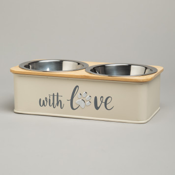 Миска для животных двойная на подставке, 25,5х13х7 см AGNESS 790-397-2