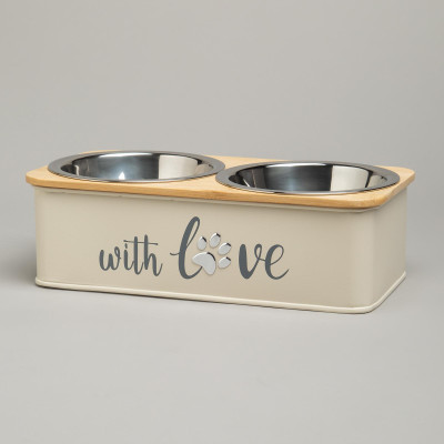 Миска для животных двойная на подставке, 25,5х13х7 см AGNESS 790-397-2