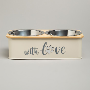 Миска для животных двойная на подставке, 25,5х13х7 см AGNESS 790-397