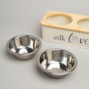 Миска для животных двойная на подставке, 25,5х13х7 см AGNESS 790-397-3