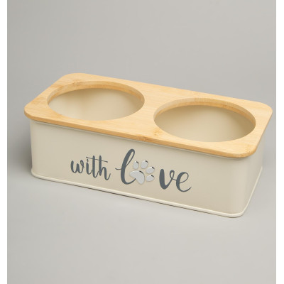 Миска для животных двойная на подставке, 25,5х13х7 см AGNESS 790-397-4