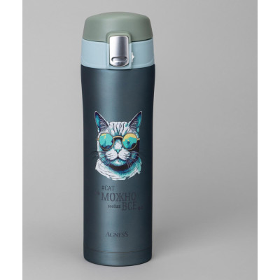 Термокружка cat 420 мл, колба нерж.сталь 18/10 AGNESS 798-109