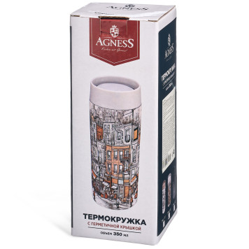 Термокружка город 350 мл, колба нерж.сталь 18/10 AGNESS 798-113-3