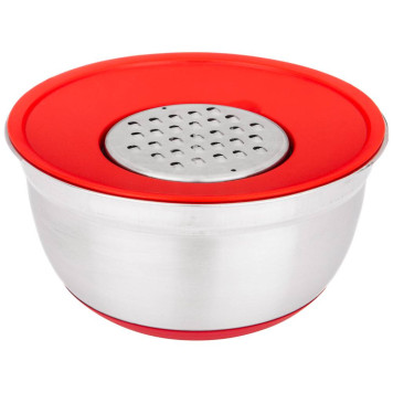 Миска 6 в 1 с крышкой с 3-мя съемными тёрками, 24 см, 2, 25 л. противоскользящее дно AGNESS 880-127-2