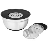 Миска 6 в 1 с крышкой с 3-мя съемными тёрками, 24 см, 2, 25 л. противоскользящее дно AGNESS 880-128