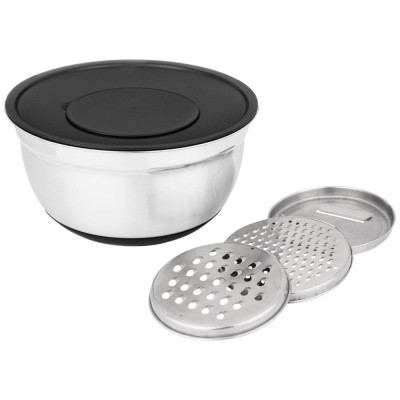 Миска 6 в 1 с крышкой с 3-мя съемными тёрками, 24 см, 2, 25 л. противоскользящее дно AGNESS 880-128-1