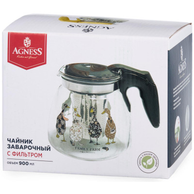 Заварочный чайник с фильтром "FAMILY FARM" 900 мл. AGNESS 885-106-6