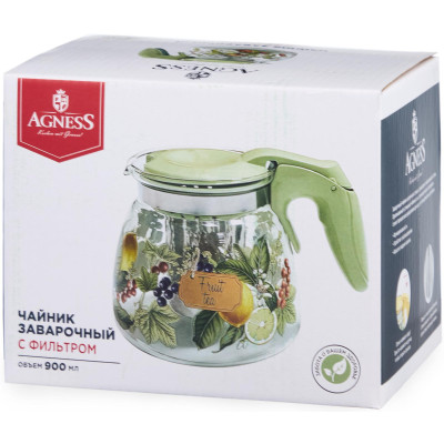 Заварочный чайник с фильтром "ФРУКТЫ" 900 мл. AGNESS 885-114-5