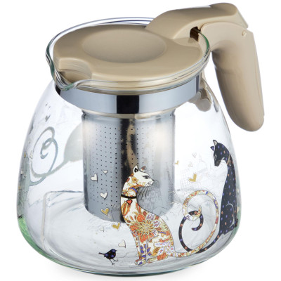 Заварочный чайник с фильтром "ПАРИЖСКИЕ КОТЫ" 900 мл. AGNESS 885-118-2