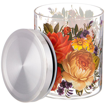 Емкость для сыпучих "РОСКОШНЫЙ САД", 850 мл боросиликатное стекло10*13 см AGNESS 887-138-1