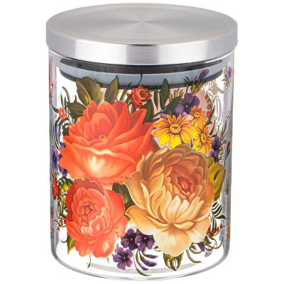 Емкость для сыпучих "РОСКОШНЫЙ САД", 850 мл боросиликатное стекло10*13 см AGNESS 887-138