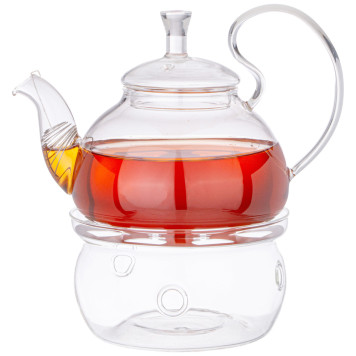 Чайник заварочный с фильтром из нжс и стекл. подставкой для подогрева 600 мл (кор=18 набор.) AGNESS 887-254-1