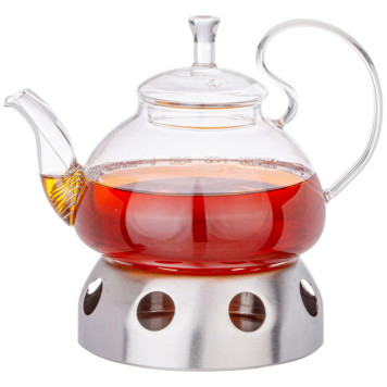 Чайник заварочный с фильтром из нжс и подставкой для подогрева 800 мл (кор=18 набор.) AGNESS 887-255-1
